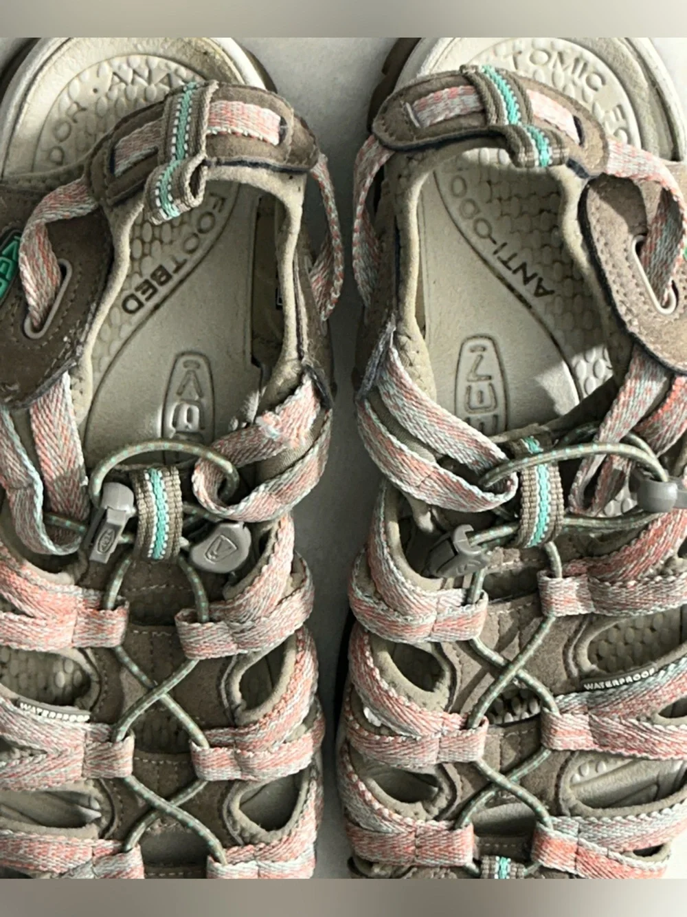 Keen Whisper Women's Taupe Salmon Teal Outdoor Waterproof Strap Sandals Size 10 - Picture 7 of 10